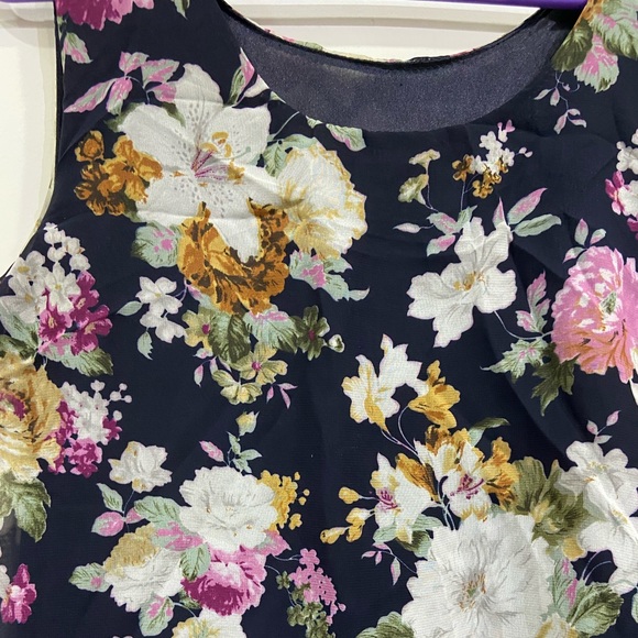 Navy Blue Floral Print Maxi Dress - Picture 5 of 8